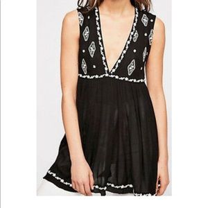 Free People Embroidered Sleeveless Blouse